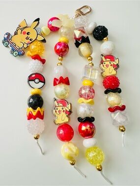 Pokémon Beaded Phone/Bag Charm - Red, Yellow, Black, White
